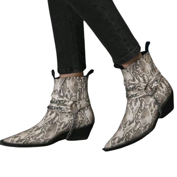 Anine Bing Women's Harris Python Western Boots Booties Sz 40 / US 10 - Picture 1 of 9